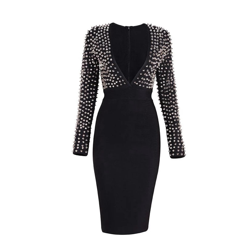 Studded V-Neck Bandage Dress XS Studded V-Neck Bandage Dress XS