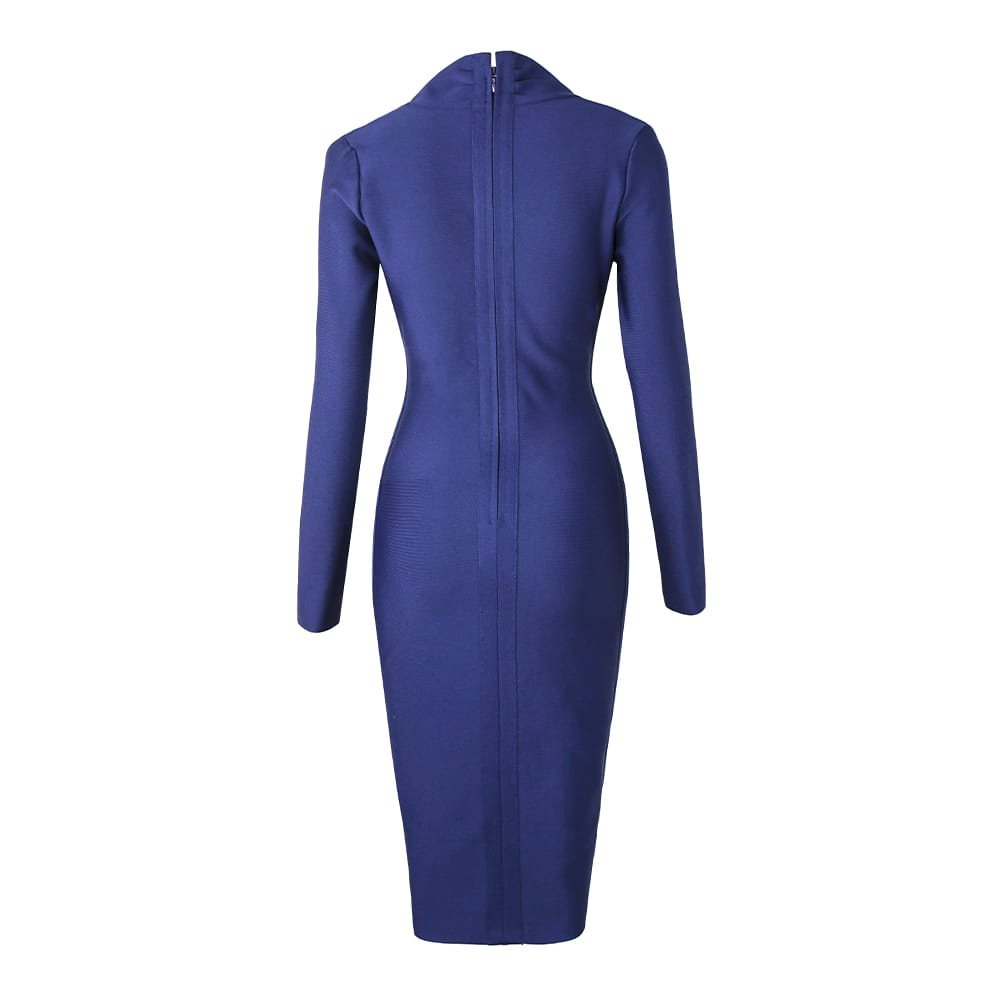 V-Neck Contour Bandage Dress - Long Sleeve V-Neck Contour Bandage Dress - Long Sleeve
