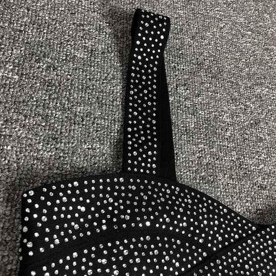 Bandage Hollow Out Rhinestone Crop Top