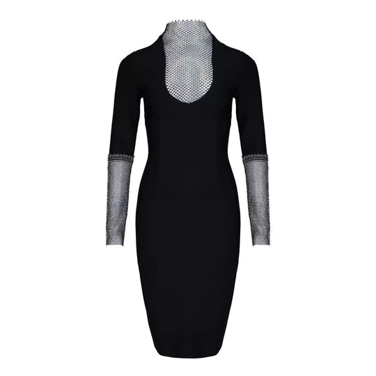 Multi-Stone Long Sleeve Bandage Dress