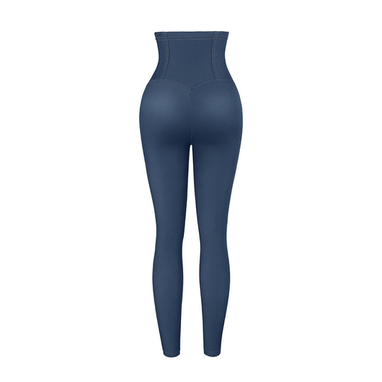 High Waist Faux Denim Corset Leggings