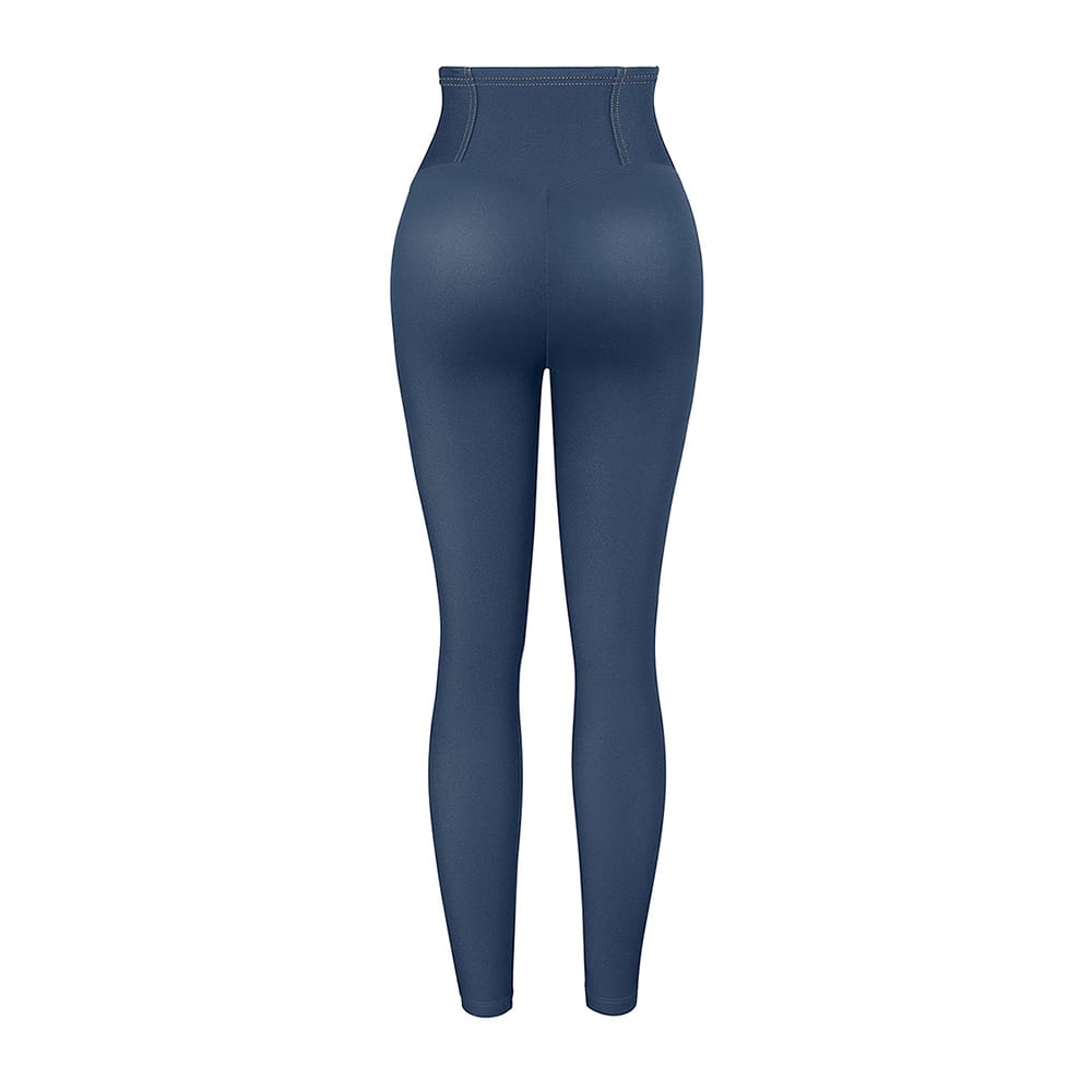 Faux Denim Mid-Rise Zipper Leggings