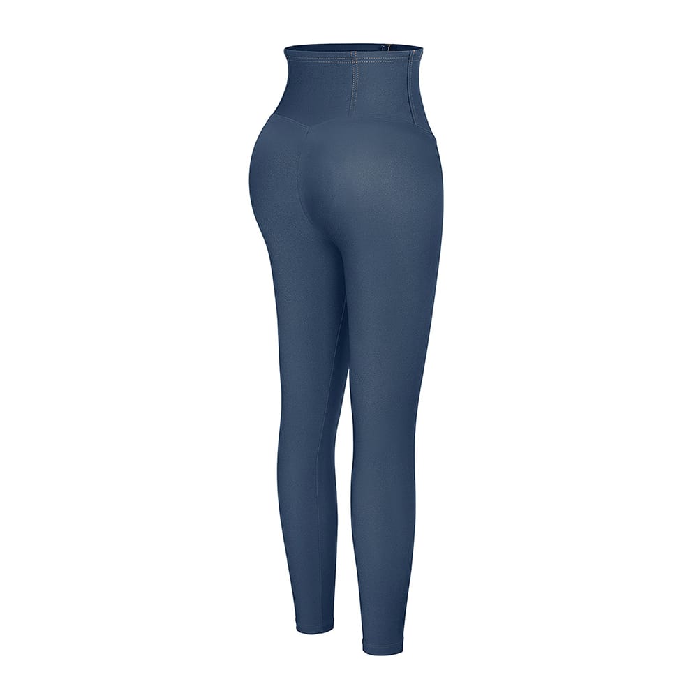 Faux Denim Mid-Rise Zipper Leggings