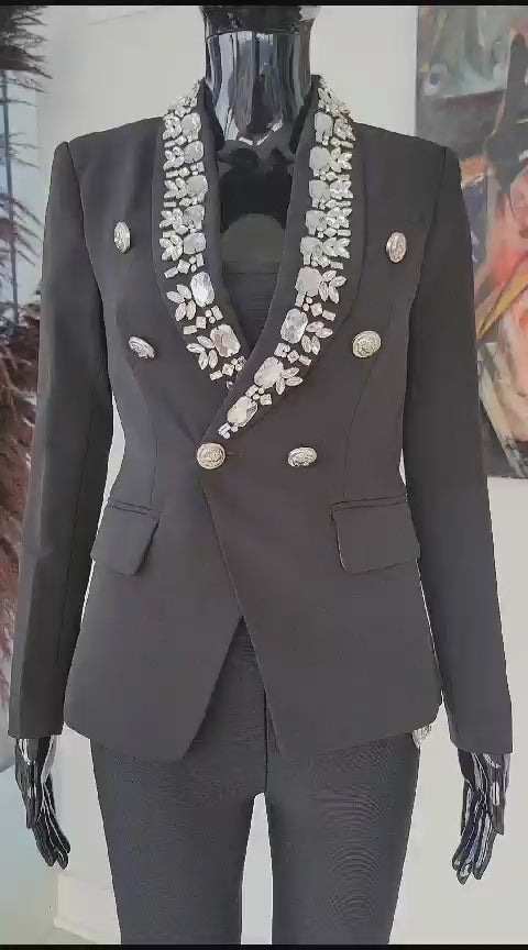 Blazer con diamantes de imitación