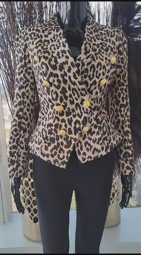 Blazer esculpido con estampado de leopardo 