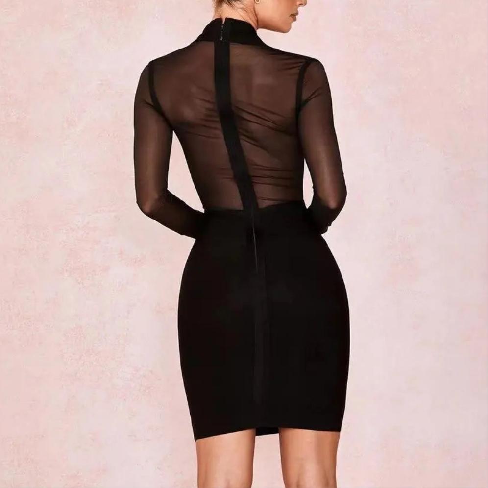 Mesh Patch Bandage Dress