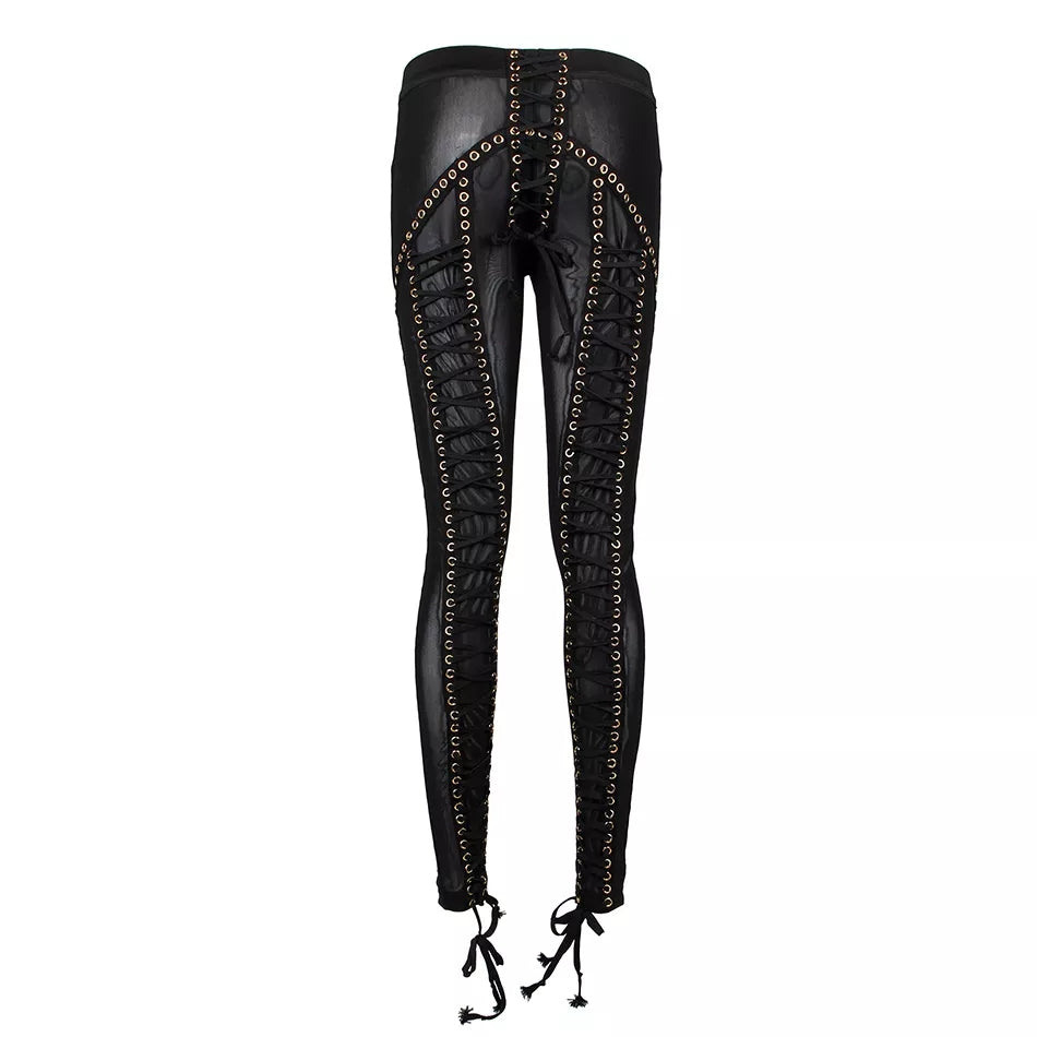 Lace-Up Mesh Leggings