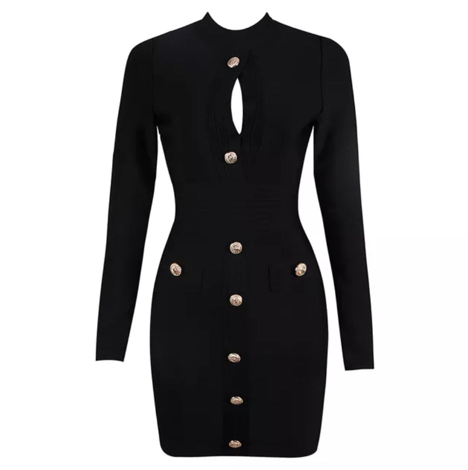Long Sleeve Hollow Out Bandage Dress