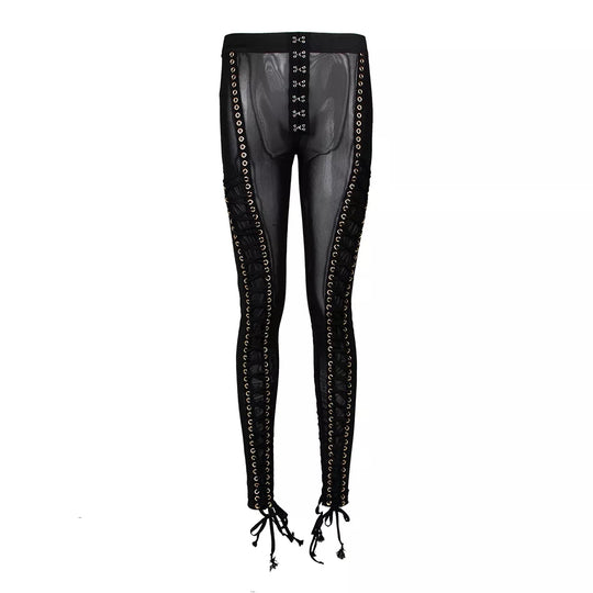 Lace-Up Mesh Leggings